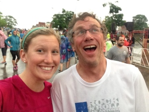Pre-race selfie with dad in the rain. This pic makes me giggle. 